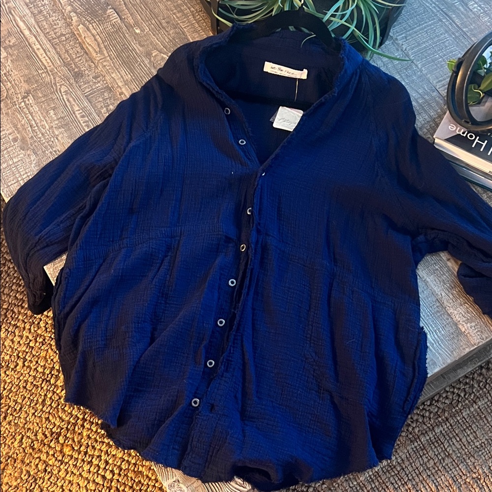 We The Free Deep Blue Button-Down Shirt